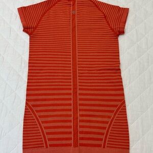 lululemon athletica orange Striped Short Sleeve Tee